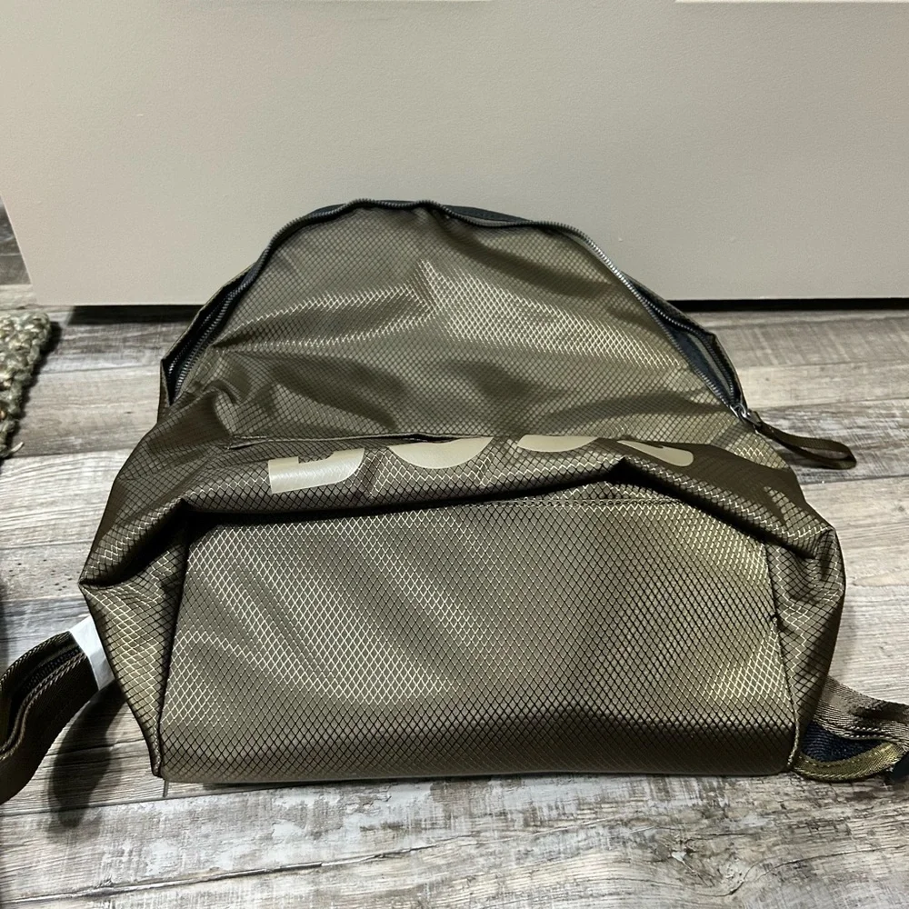 Boss Olive Green Logo Backpack with White Logo